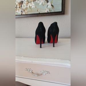 Christian Louboutin Suede Peep Toe Heels